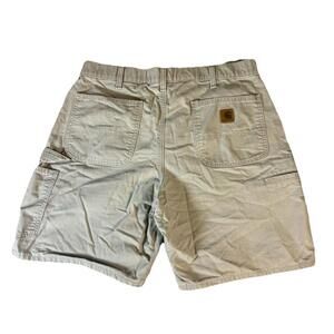 Vintage Carhartt Shorts Mens 34 Tan B144 TAN Big Leather Patch Workwear Y2K